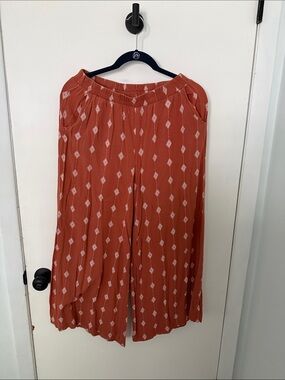 Carly Jean Los Angeles Rust Wide-Leg Printed Pants